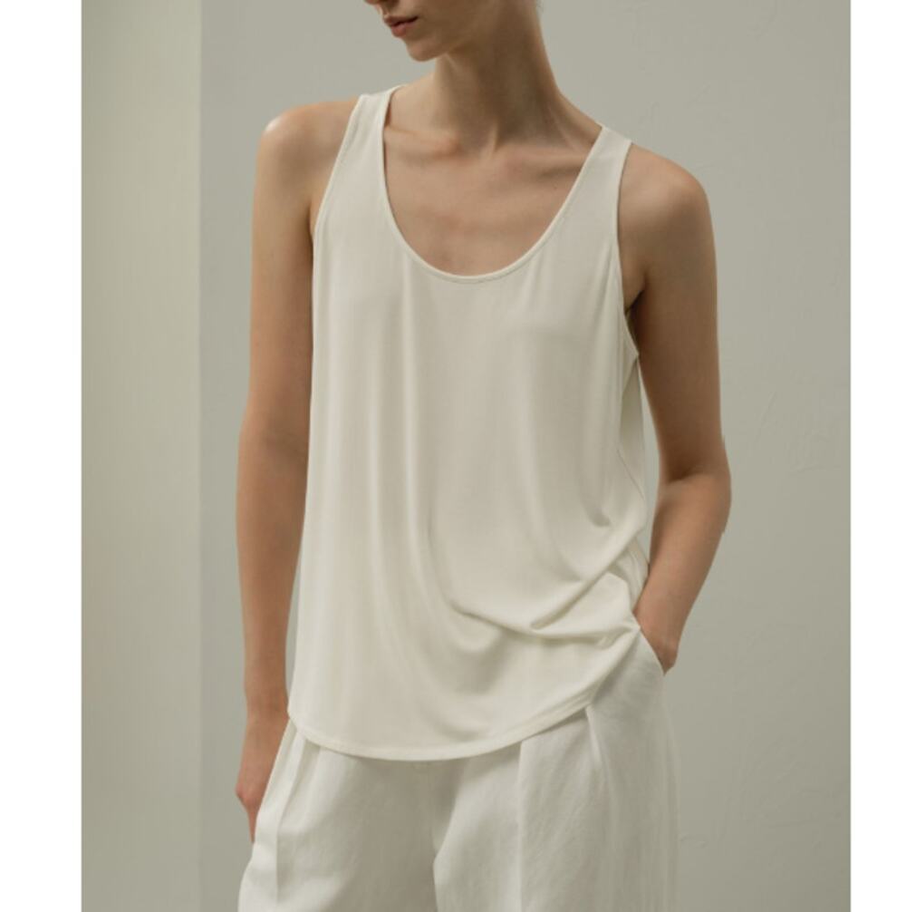 Lilysilk Silk Breeze Jersey Scoop Tank Top Lily White Size S